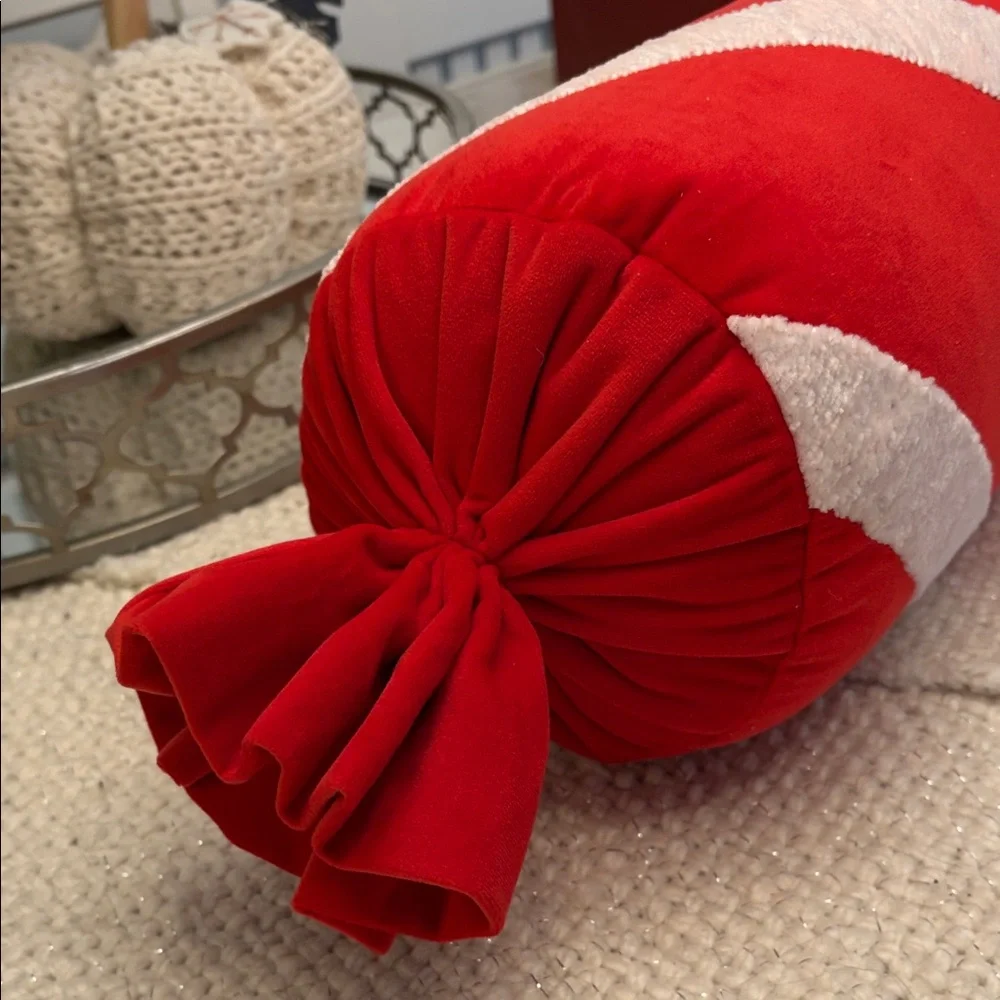 cupcakes & cashmere Red and White Candy Cane Pillow